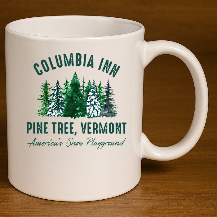 Columbia Inn Pine Tree Vermont Merry Christmas 11oz C Handle Ceramic Mug