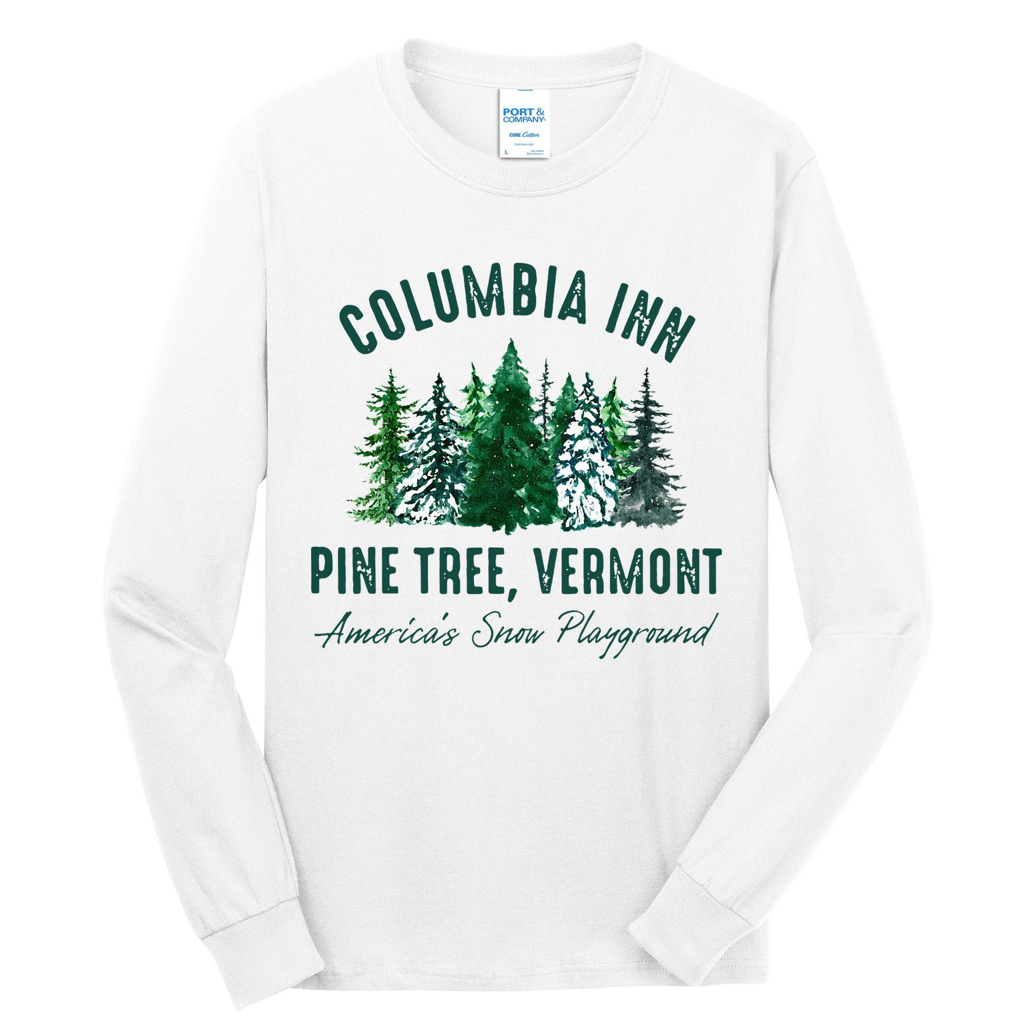 Columbia Inn Pine Tree Vermont Merry Christmas Tall Long Sleeve T-Shirt