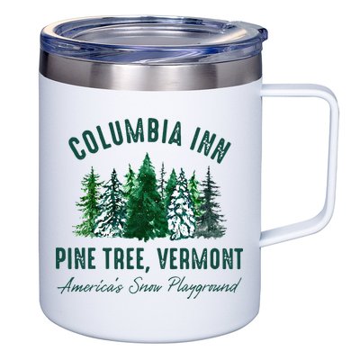 Columbia Inn Pine Tree Vermont Merry Christmas 12oz Stainless Steel Coffee Mug