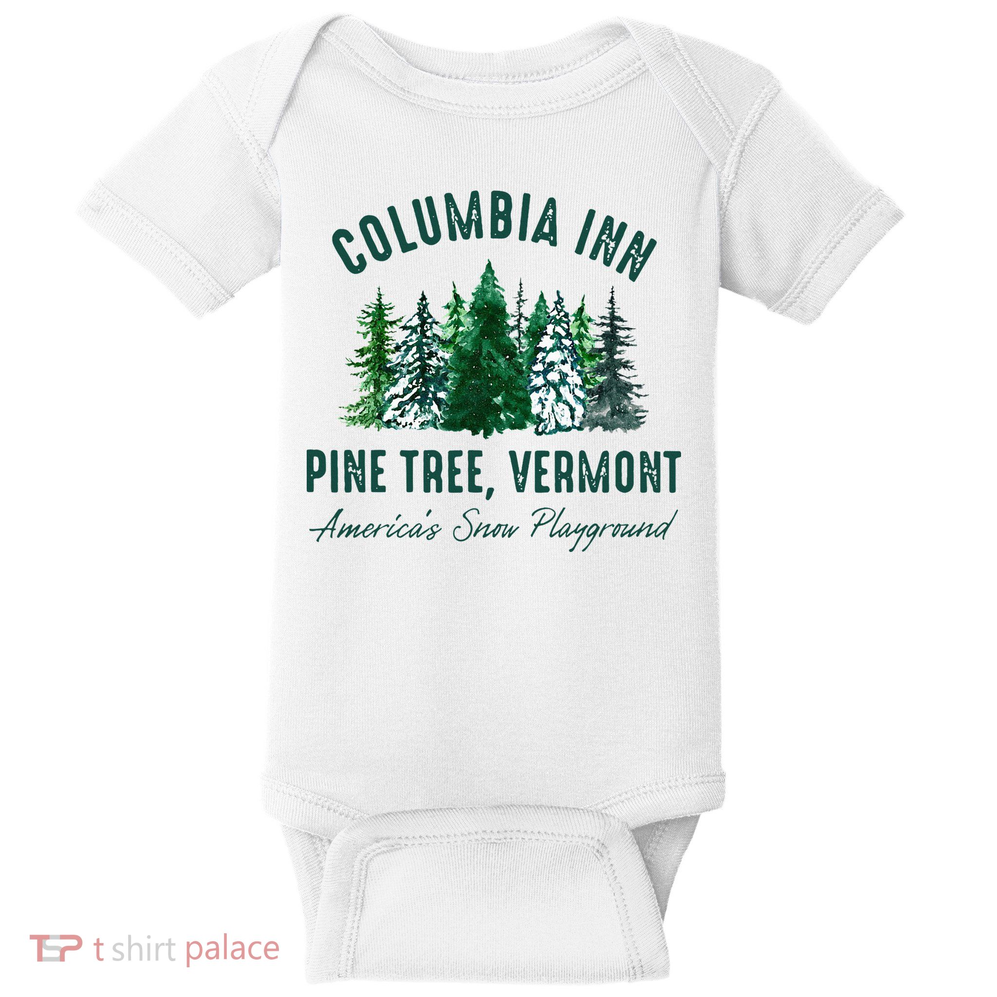 Columbia Inn Pine Tree Vermont Merry Christmas Baby Bodysuit