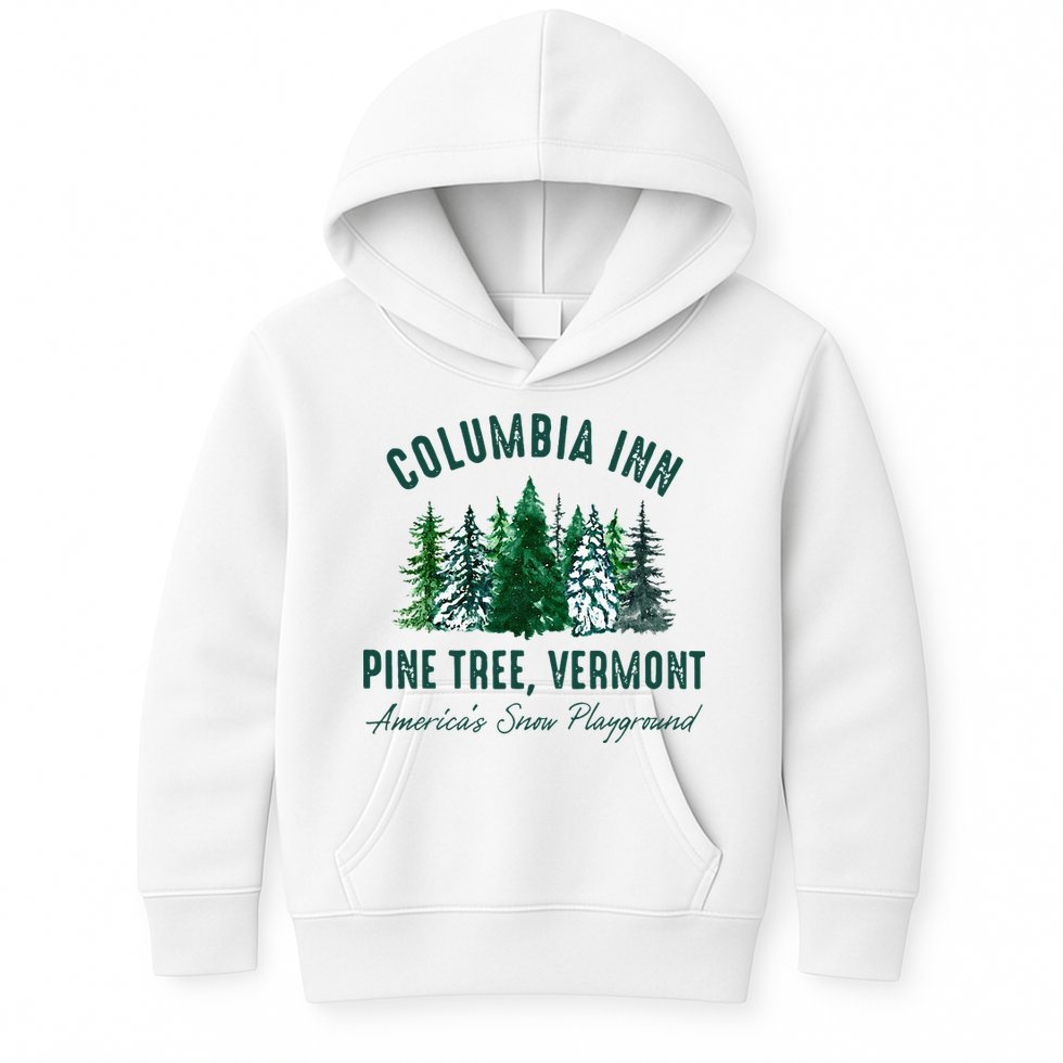 Columbia Inn Pine Tree Vermont Merry Christmas Kids Hoodie