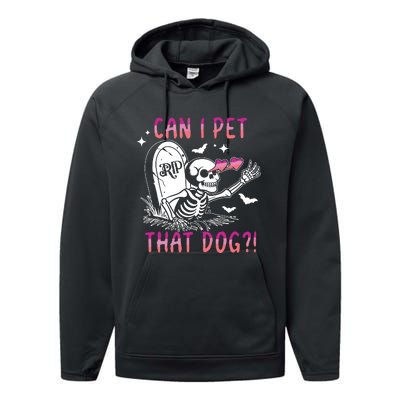 Can I Pet That Dog Skeleton Halloween Performance Fleece Hoodie