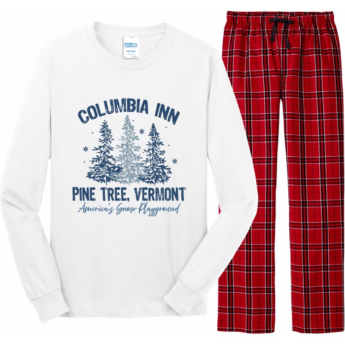 Columbia Inn Pine Tree Vermont Always A White Christmas Long Sleeve Pajama Set