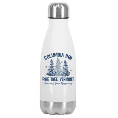 Columbia Inn Pine Tree Vermont Always A White Christmas Stainless Steel Insulated Water Bottle