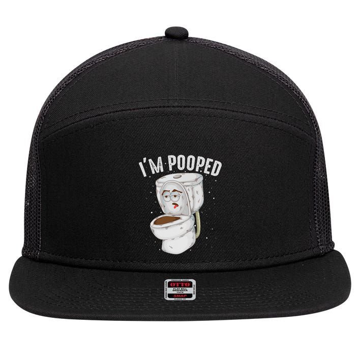 Cool IM Pooped Funny Dirty Toilet Bowl Joke Lover Gift 7 Panel Mesh Trucker Snapback Hat