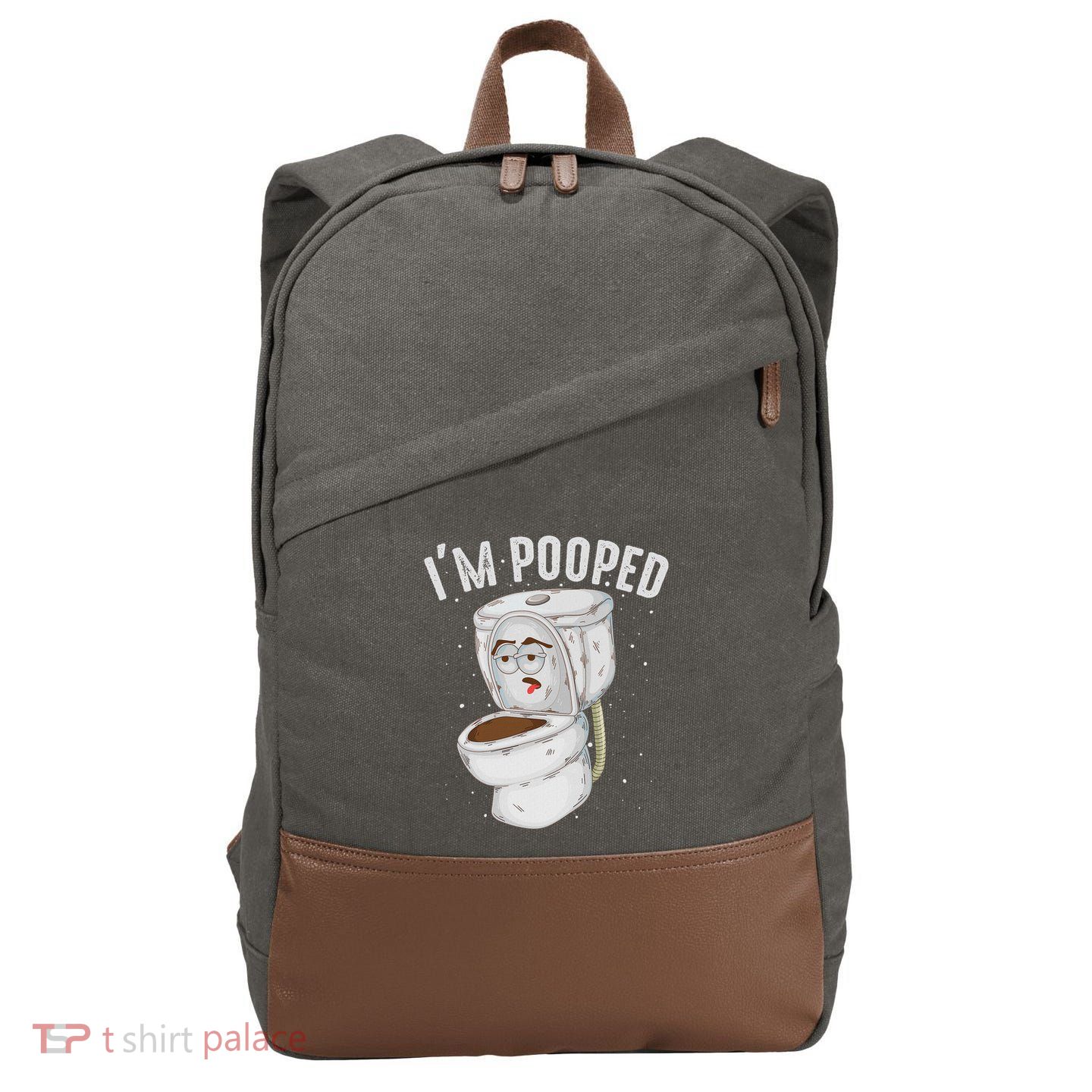 Cool IM Pooped Funny Dirty Toilet Bowl Joke Lover Gift Cotton Canvas Backpack