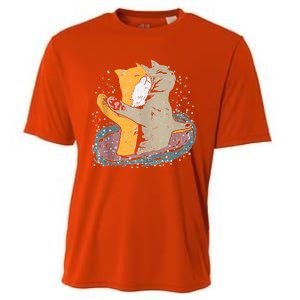 Cats Itanic Pose In Space Funny Movie Pun Animal Lover Gift Ank Op Cooling Performance Crew T-Shirt