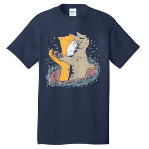 Cats Itanic Pose In Space Funny Movie Pun Animal Lover Gift Ank Op Tall T-Shirt