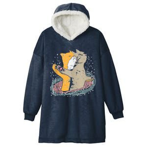 Cats Itanic Pose In Space Funny Movie Pun Animal Lover Gift Ank Op Hooded Wearable Blanket