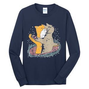 Cats Itanic Pose In Space Funny Movie Pun Animal Lover Gift Ank Op Tall Long Sleeve T-Shirt