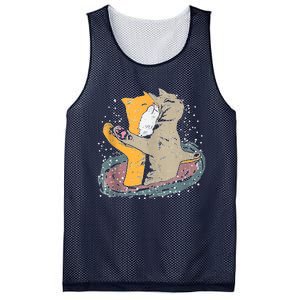 Cats Itanic Pose In Space Funny Movie Pun Animal Lover Gift Ank Op Mesh Reversible Basketball Jersey Tank