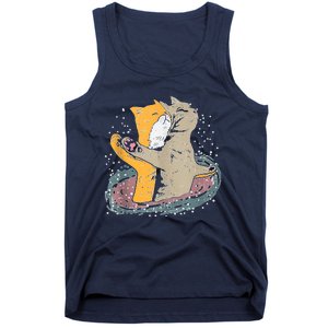 Cats Itanic Pose In Space Funny Movie Pun Animal Lover Gift Ank Op Tank Top