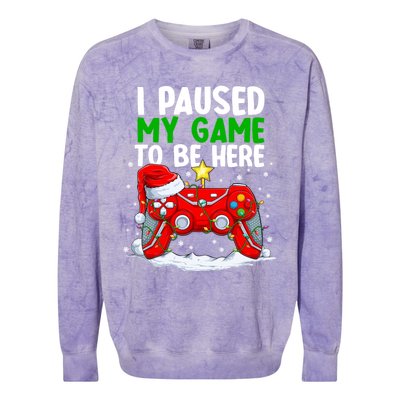 Christmas I Paused My Game To Be Here Funny Gamer Colorblast Crewneck Sweatshirt