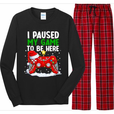 Christmas I Paused My Game To Be Here Funny Gamer Long Sleeve Pajama Set