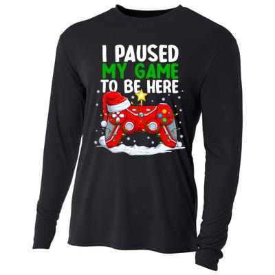 Christmas I Paused My Game To Be Here Funny Gamer Cooling Performance Long Sleeve Crew