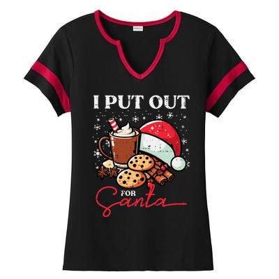 Christmas I Put Out For Santa Funny Xmas Ladies Halftime Notch Neck Tee