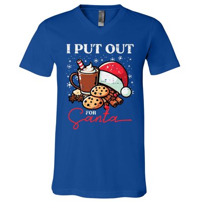 Christmas I Put Out For Santa Funny Xmas V-Neck T-Shirt