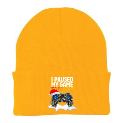 Christmas I Paused My Game To Be Here Funny Gamer Knit Cap Winter Beanie