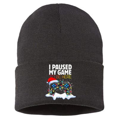 Christmas I Paused My Game To Be Here Funny Gamer Sustainable Knit Beanie