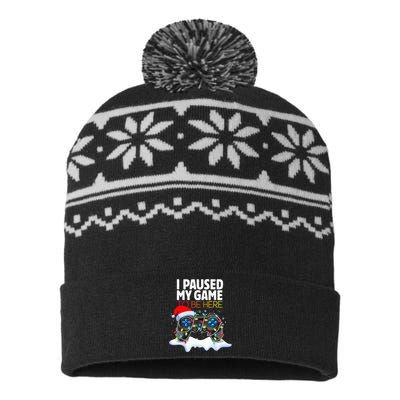 Christmas I Paused My Game To Be Here Funny Gamer USA-Made Snowflake Beanie