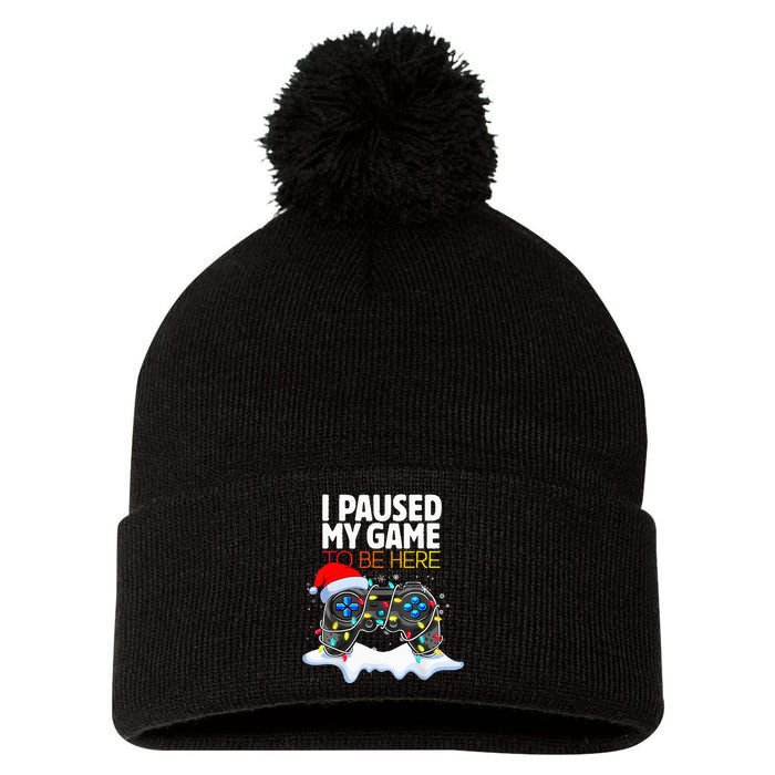 Christmas I Paused My Game To Be Here Funny Gamer Pom Pom 12in Knit Beanie