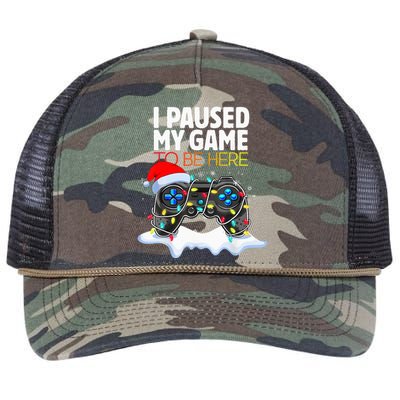 Christmas I Paused My Game To Be Here Funny Gamer Retro Rope Trucker Hat Cap