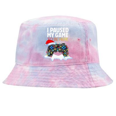 Christmas I Paused My Game To Be Here Funny Gamer Tie-Dyed Bucket Hat