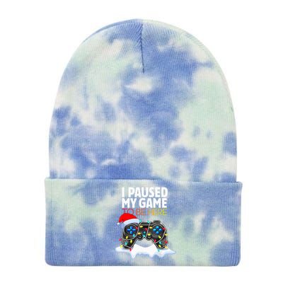 Christmas I Paused My Game To Be Here Funny Gamer Tie Dye 12in Knit Beanie