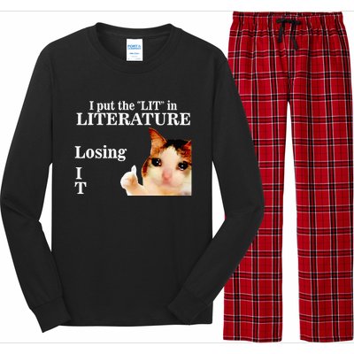 Cat I Put The Lit In Literature Losing It Long Sleeve Pajama Set