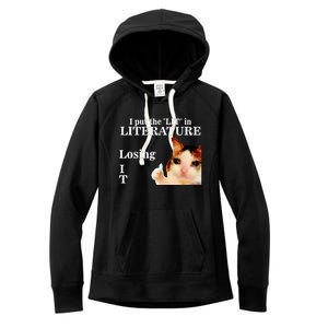 Cat I Put The Lit In Literature Losing It Women's Fleece Hoodie