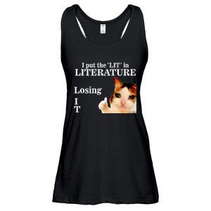 Cat I Put The Lit In Literature Losing It Ladies Essential Flowy Tank