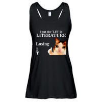 Cat I Put The Lit In Literature Losing It Ladies Essential Flowy Tank