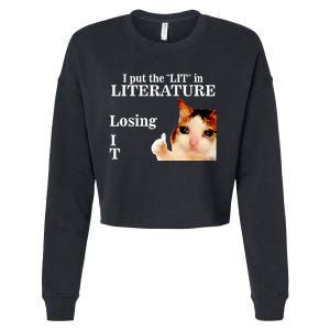 Cat I Put The Lit In Literature Losing It Cropped Pullover Crew