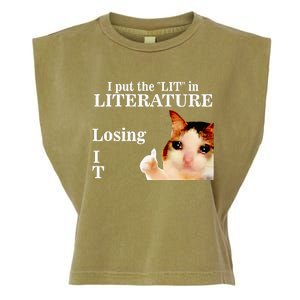 Cat I Put The Lit In Literature Losing It Garment-Dyed Women's Muscle Tee