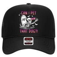 Can I Pet That Dog Skeleton Halloween High Crown Mesh Back Trucker Hat