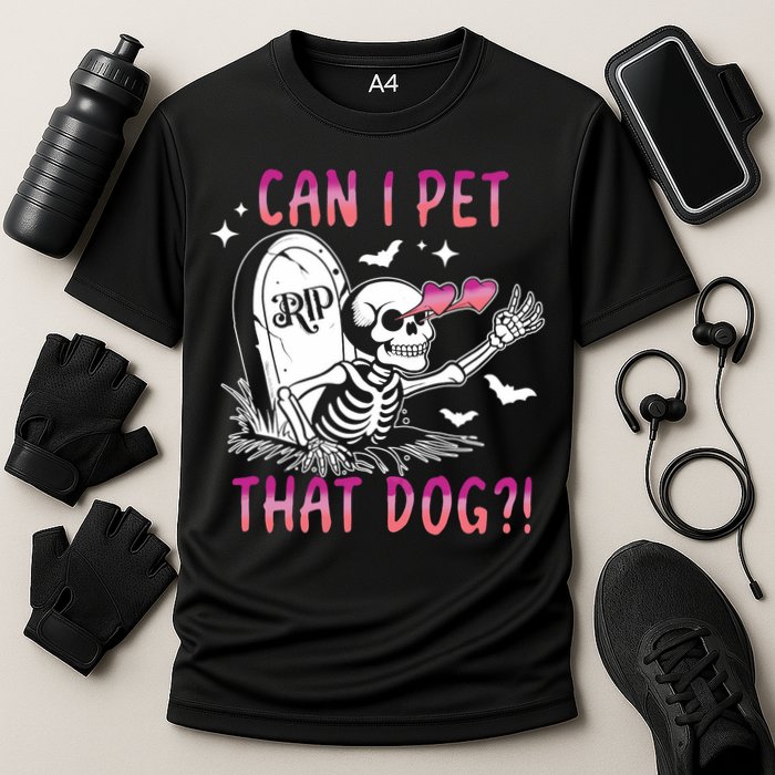 Can I Pet That Dog Skeleton Halloween Cooling Performance Crew T-Shirt