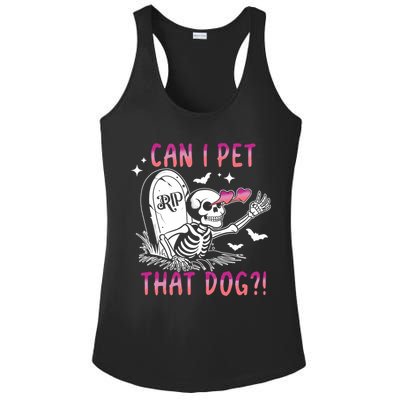 Can I Pet That Dog Skeleton Halloween Ladies PosiCharge Competitor Racerback Tank