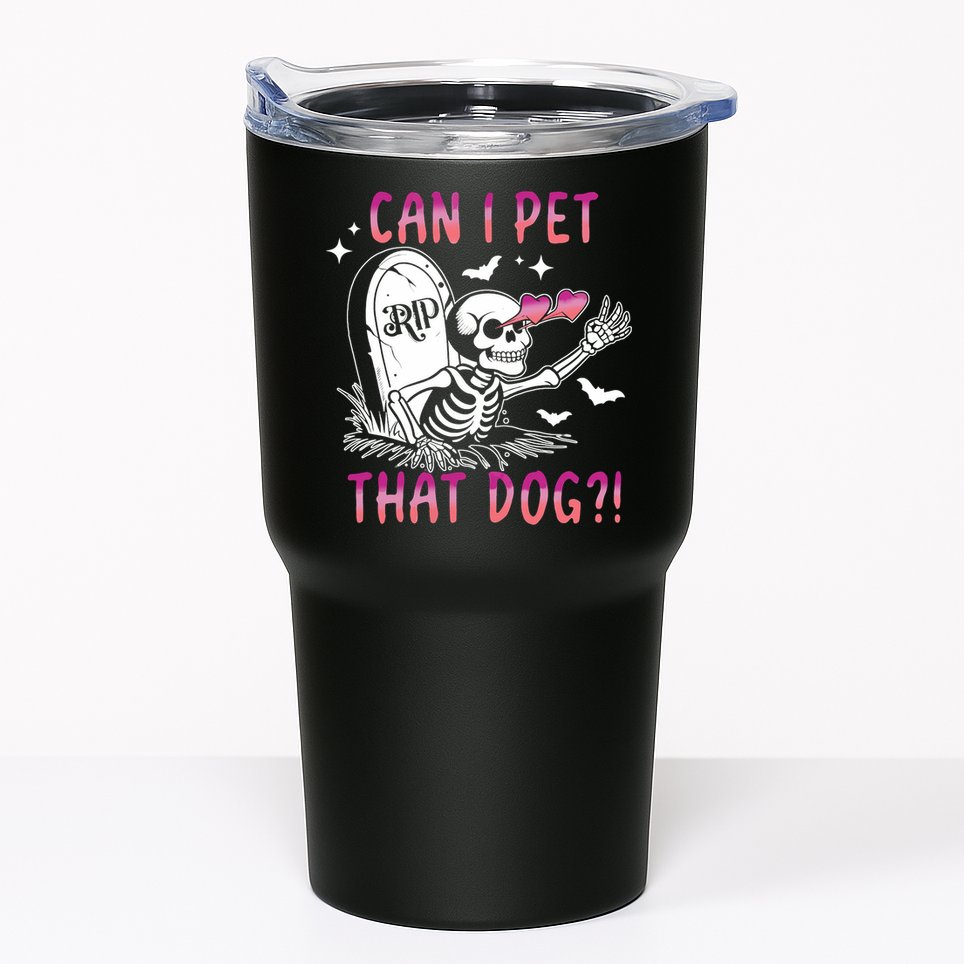 Can I Pet That Dog Skeleton Halloween Tumbler