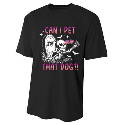 Can I Pet That Dog Skeleton Halloween Performance Sprint T-Shirt