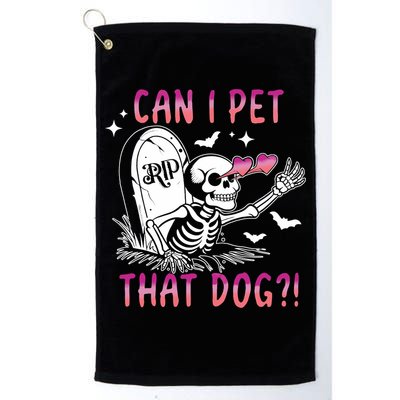 Can I Pet That Dog Skeleton Halloween Golf Towel