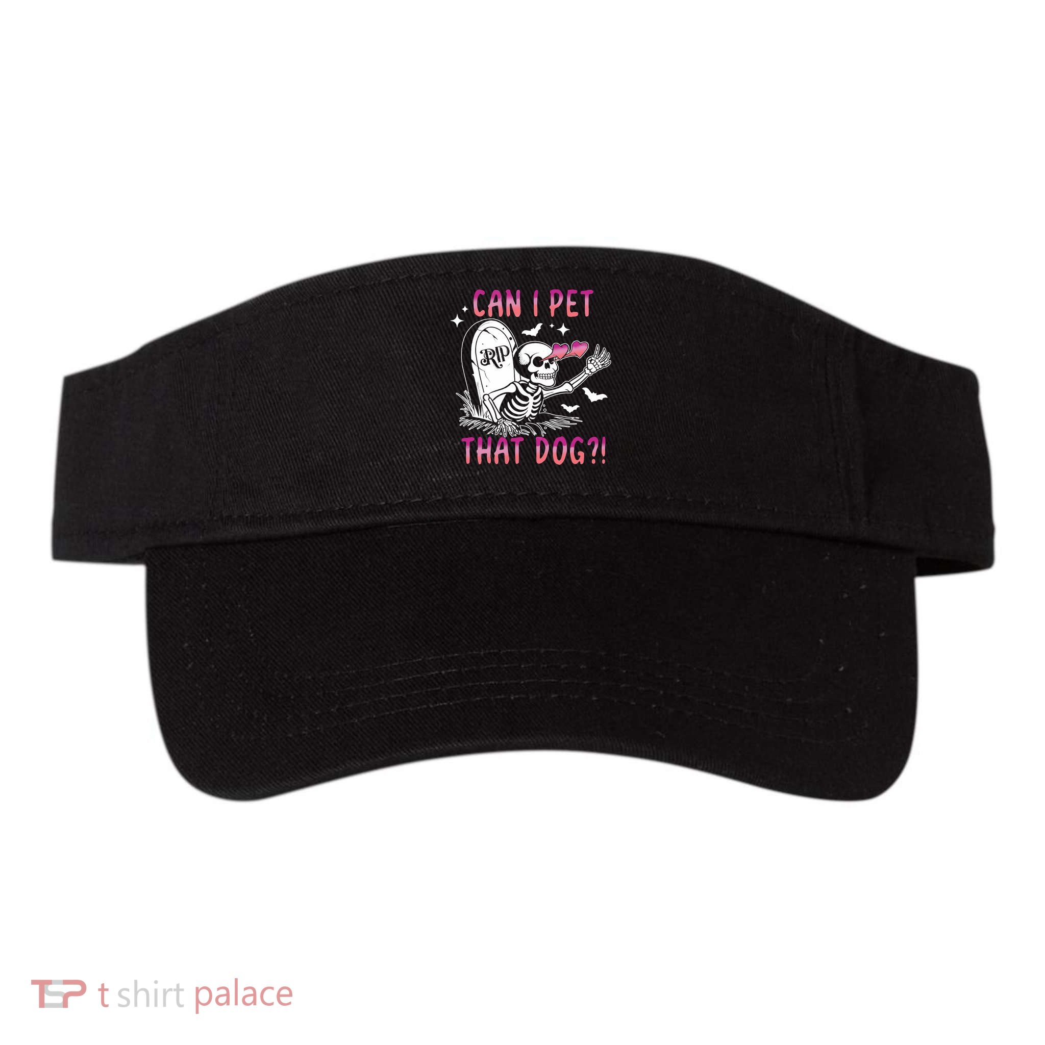 Can I Pet That Dog Skeleton Halloween Visor