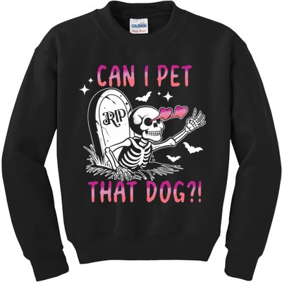 Can I Pet That Dog Skeleton Halloween Kids Sweatshirt