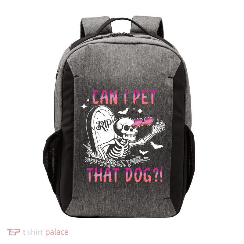 Can I Pet That Dog Skeleton Halloween Vector Backpack