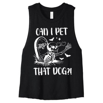 Can I Pet That Dog Halloween Women's Racerback Cropped Tank