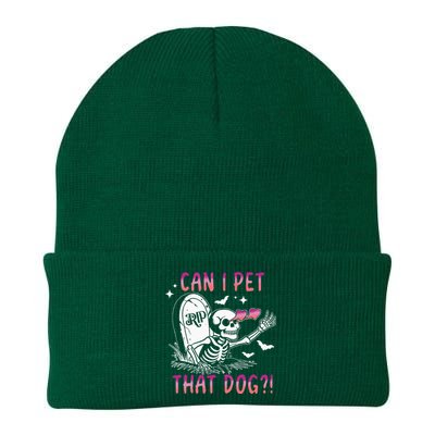 Can I Pet That Dog Skeleton Halloween Knit Cap Winter Beanie