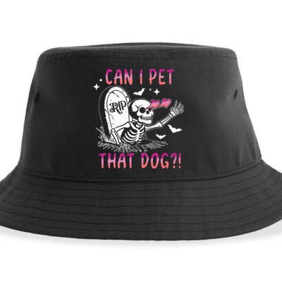 Can I Pet That Dog Skeleton Halloween Sustainable Bucket Hat