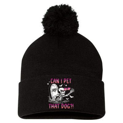 Can I Pet That Dog Skeleton Halloween Pom Pom 12in Knit Beanie