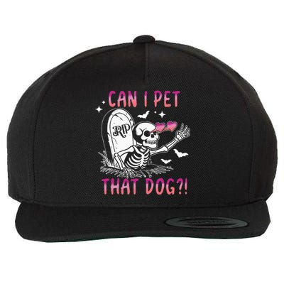 Can I Pet That Dog Skeleton Halloween Wool Snapback Cap