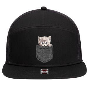 Cat In Pocket 7 Panel Mesh Trucker Snapback Hat