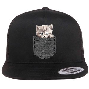 Cat In Pocket Flat Bill Trucker Hat